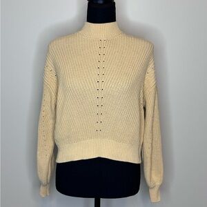 Forever 21, sweater, cropped, knitted pattern, yellow, relaxed fit, size s.